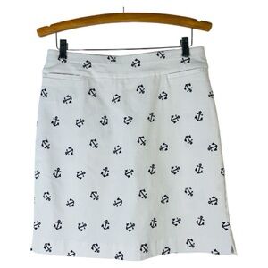 Kim Rogers white blue anchor nautical coastal preppy skort 6